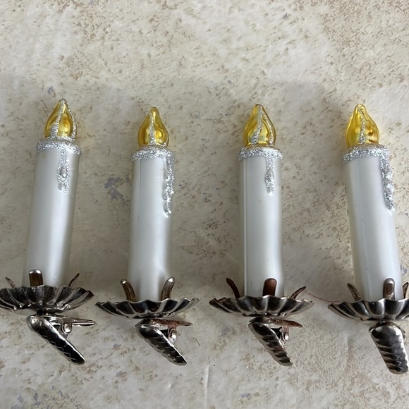Set of 4 Vintage Glass Christmas Clip on Candle Ornaments - Picture 4 of 8